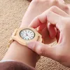 Нарученные часы Pure Little Cute Round Dial Chic Hour Clock Full Bamboo Wood Watch Women Quartz деревянный браслет женский запястье Reloj Mujerwr