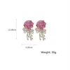 Dangle & Chandelier Big Pink White Cloth Flowers Drop Earrings Girls Bohemial Bowknot Pearl Party Women JewelryDangle