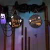 Happy Halloween Wood Sign Hanging Front Door Decor Round Wooden Plaque Pendant Party Decoration Wall Hanging Ornament Outdoor HY0448