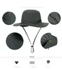 Fisherman Hat Party levererar utomhusfast färg Caps Sport Leaf Jungle Militär Cap Fishing Hats Sun Screen Gaze Cowboy Packable CCE13787