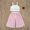 Citgeett Summer Kids Girls Outfit Sweet Style Solid Color Sleeveless Garter Top Wide Pipes Pants Clothing Set J220711