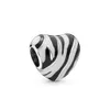 Autêntico 925 Sterling Silver Summer Heart Beads Wild Stripes Charms se encaixam