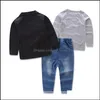 Kledingsets Spring herfst Europa Boys 3pcs Pak Baby Kids Cotton T-shirt en jeans outswear jas kinderen o mxhome dhsmc