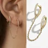 Dangle Lustre Femmes Oreille Chaîne Double Percé Eardrop Clip Boucles D'oreilles Strass De Mode Bijoux Pour Hommes GiftsDangle Kirs22