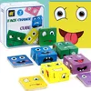Barn Montessori Toy 64 PCS -kort av Emoticon Puzzle Face Change Cubes Wood Toys Building Blocks Eonal Game for Children 220621