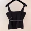 VGH Black Sashes Slim Vests For Women Square Collar Sleeveless Straight Solid Sexy Camis Female Summer Fashion Clothing 220316