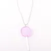 Pendant Necklaces Trend Cute Lollipop Necklace Circle Long Silver Chain Multi Color NecklacePendant NecklacesPendant