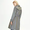 CLASSIC Womens Trenchcoats mode England mellanlånga trenchcoats design dubbelknäppt trenchcoat/bomullstyg Svart Khaki Märke JAZZEAR Topp S-XXXL