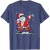 Social Distancing Christmas Santa Pattern T Shirt Funny Casual Xmas Colored Lamp Short Sleeve ee 220321