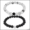 Fili di perline Bracciali Gioielli 2 Pz / set Pietra naturale Nero Bianco Perline Colori misti Braccialetti con perline Polsino Drop Delivery 2021 Un28V