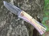 Новый Flipper складной нож Damascus Steel Steel Drop Point Blade CNC Finish TC4 Титановый сплав ручки шарикоподшипника быстрого отверстия