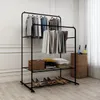 US Stock Porte-Vêtements Cintre Autoportant Double Tiges Multifonctionnel Chambre Vêtements Rack 718C-BK