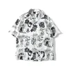 Casual shirts voor heren Hip Hop Streetwear Men Skull Volledige afdruk Hawaiian Short Sleeve Blouse Summer Harajuku Gotic Button Up Shirtsmen's