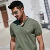 Kuegou kleding heren Polo shirts korte mouw mode -borduurwerk voor mannen zomer hoge kwaliteit slanke top plus 3383 220524