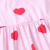 2 PCS Été Doux Bébé Fille Barboteuse Coton Amour Imprimer Sangle Bébé Fille Combinaison + Arc Bandeau Confortable Bébé Fille Vêtements 0-18 M G220510