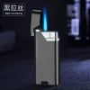 Metal inflatable Lighter Torch Open Cover Press Straight Blue Flame Windproof Lighter Ultra Thin Creative Personality Lighters