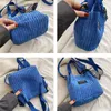 3pcs Stuff Sacks Women Plush Plain Stripes Bucket Shaped Travel Handbag Mix Color