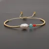 Strand Go2BoHo Dainty Miyuki Bracelet Fashion Jewelry Red & Blue Crystal White Real Pearl Beaded Simple Bracelets For Women Jewellery