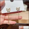 Boucles d'oreilles lustre pendantes, bijoux coréens élégants et mignons en strass papillon pour femmes et filles, mode Dhrja3988740