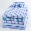 Cotton Plaid Shirt Men's Long-Sleeved Non-Iron Autumn Business Casual Men's Profical Formal Longeeved Shirt XS-5XL 220326