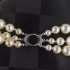 Naszyjniki Saturn Pearl z koralikami Diamentowy Tennis Naszyjnik Srebrny poszycie potrójne łańcuchy vintage modny styl biżuterii