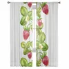 Cortinas cortinas de mola planta fruta morango de madeira de madeira tule nas janelas de janela para quarto sala de estar de estar interna Decoração de voz pura drapescurta