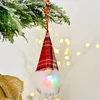 Boneca colorida de malha LED com gnomos de natal de bigodes pingentes pendente xadrez snowflower santa presentes em casa decorações de árvores 4 5hb Q2