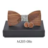 Strikjes Sitonjwly Retro Houten Bowtie Manchetknopen Set Voor Mannen Veren Patroon Hout Stropdas Accessoire Bruiloft KerstcadeausBow Em236v