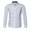 Men's Casual Shirts Men Green Shirt Patchwork Social Dress Autumn Spring Solid Long Sleeve Slim Fit Male Top Office Button 2022Men's Eldd22