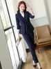 Dames tweedelige broek Black Blue Gray 3 Set Women Pant Suit Office Ladies Formeel Business Work Carrière slijtage Blazer Jacket en broek