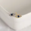 Brincos de prata esterlina 925 Pave Blue Zircon Demon Eyes para mulheres Moda Bihemian Evil Eye Jóias Presente 1 par