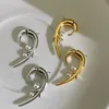 Hoop & Huggie Pair Shiny Silver&Gold Color Branches Earrrings For Women 925 Silver Pin Feather Shape With Pearl Earrings Metal Retro Jew