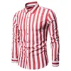 القميص غير الرسمي للرجال قميص محب قميص مخطط رجال طويل الأكمام قميص الأعمال الرسمية الذكور شارع الشارع Camisa Social Masculina L220704