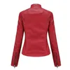 Veste en cuir Femmes Automne Spring Women's Moto Biker Zipper Veste Red Black Abricot Coffee Mather Brown Brown Brown