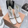 Chunky kostki projektanci damskie buty grube dolne luksusowe buty damskie buty zimowe skórzane buty
