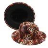 New Tiger Animal Print Fedora Hats with Black Bottom Wide Brim Women Men Jazz Party Top Hat Outdoor Travel Sun Protection Cap