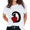 T -shirt wanita kaos avlång cetak kombinasi huruf nama kustom huruf bunga huruf a b c d e f g kaos wanita lengan pendek 220613