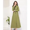 Dames wollen melanges dames winter bovenkleding Koreaanse elegante hoornknop dames massieve kleurstand kraag dikke long wollen melanges jas overjas 220826