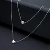 Fashion Sweet Double Layers Imitation Pearls Heart-shaped Droplets Pendants Necklaces Cheap Clavicle Jewelry For Women