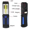 Camping Lantern Portable USB Rechargeable COB Night Light Flashlight LED Torch Work Light Lamp with Battery Magnet Hook