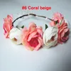 Rose Flower Crown Wedding Flowers Headband Floral Headpiece Hair Wreath Hairband Party Festival Garland Halo with Ribbon