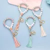 Stock Silicone Bead Bracelet Female Tassel Key Chain Party Favor Pendant Bracelets Rubber Wristband Fashion Keychain Wristlet Bangles Holder Wrist Ring Jewelry