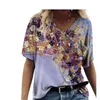 3xl Mulheres grandes camisetas T Summer Casual Manga curta solta tops grandes paisagem feminina 3D Top de impressão floral