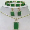 Bracelet de jade vert chaud / boucles d'oreilles / collier Jewelry Pendant Set AAA