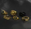 anelli a fascia Set di anelli retrò in lega di moda con personalità semplice in cristallo geometrico, set di 6 anelli da uomo