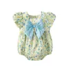 Koki 2022 Малышка одежда Голубая цветочная хлопковая принт рюшит с коротким рукавом летний боди милый милый настрой