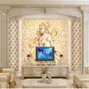 European modern soft package 3D stereo Roman column TV background wall custom large fresco silk silk wallpaper