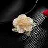 Ontwerper vrouwen broche dame pins pak broches voor vrouw mode kleurrijke 3a zirkoon vintage elegante luxe corsage jurk Koreaanse Camellia Pin
