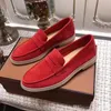 새로운 디자이너 남성 Loro Walk Shoes 럭셔리 스니커즈 스웨이드 가죽 Nubuck Male Flats 슬립 온 드레스 신발 플러스 크기 45 46