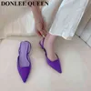 Slippers Female Flipflop Sandals Women Stiletto Open Toe Purple Bow Knot High Heels 2022 Fashion Roman Sandal Elegant Mule Slipper Slide 220514